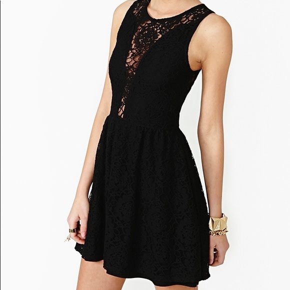For Love & Lemons Lulu Lace Black Skater Dress - Picture 2 of 7
